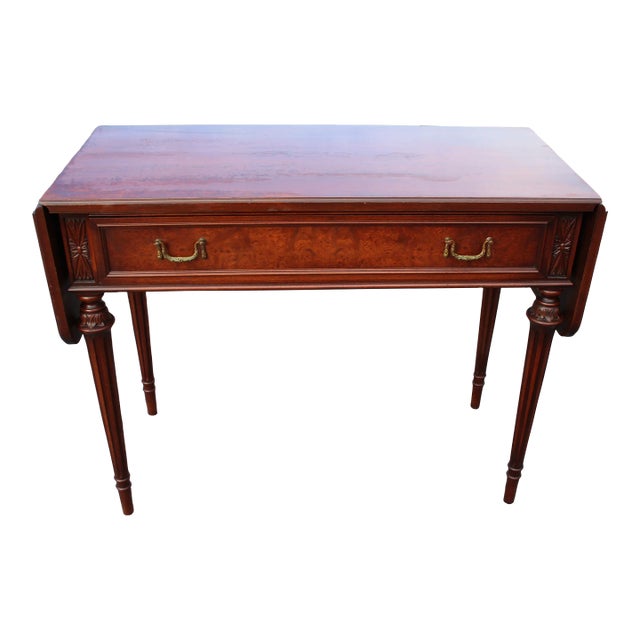 Early 20th Century Vintage Georgian Mahogany 1-Drawer Drop-Leaf Writing Table For Sale
