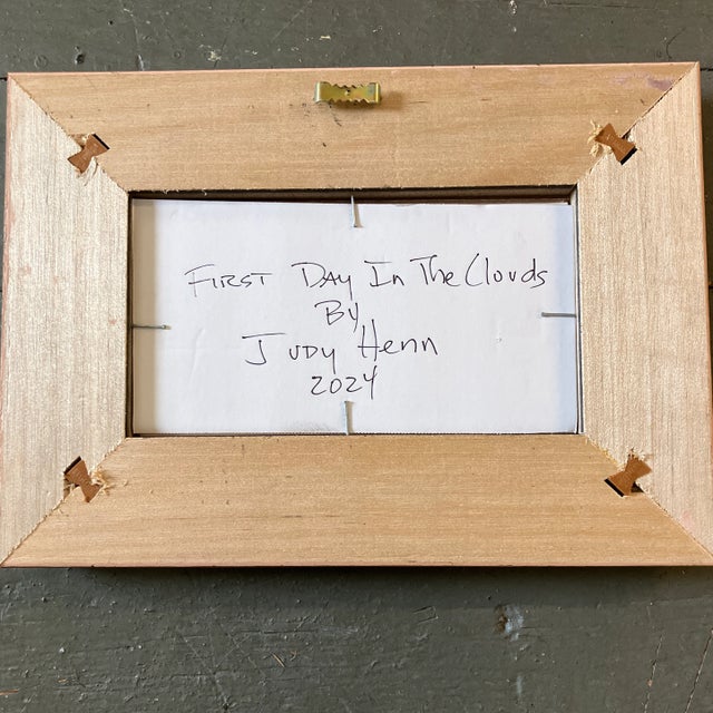 Abstract Contemporary Original Judy Henn Abstract Ink Drawing/Collage “First Day in the Clouds” Framed For Sale - Image 3 of 3