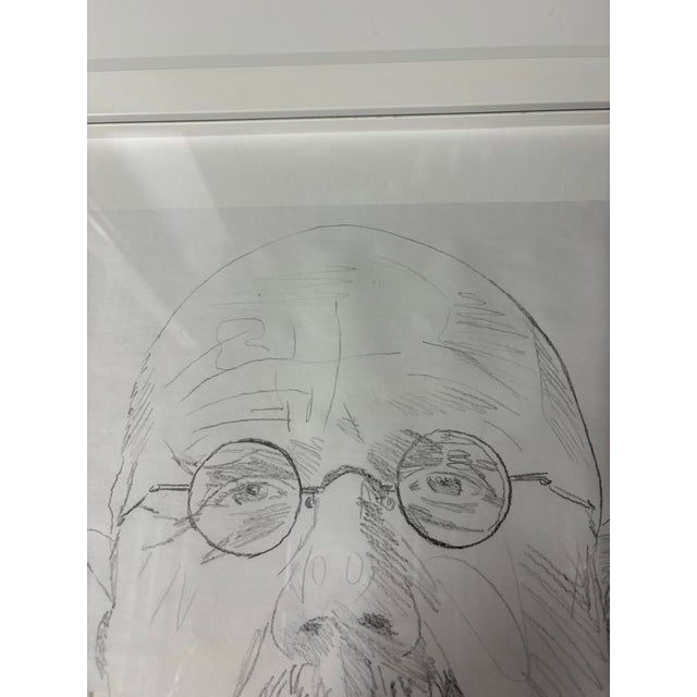 Pencil sketch of the artist Chuck Close by Brenda Zlamany inscribed to her friends on front and dated 1999. Brenda is...