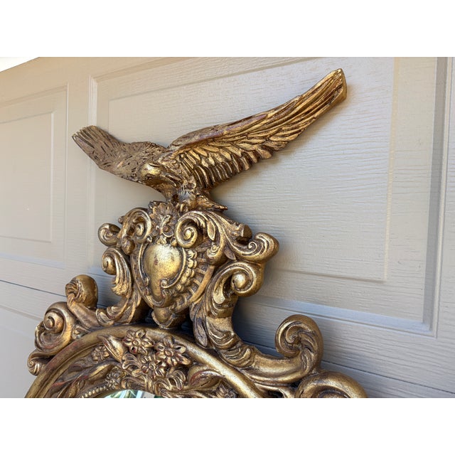 Pair of Monumental Federal Giltwood Eagle Convex Mirrors For Sale - Image 13 of 18