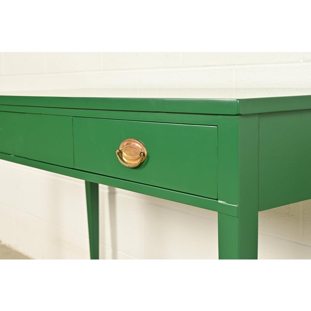 John Widdicomb Antique Federal Green Lacquered Console or Entry Table, Newly Refinished For Sale - Image 10 of 15