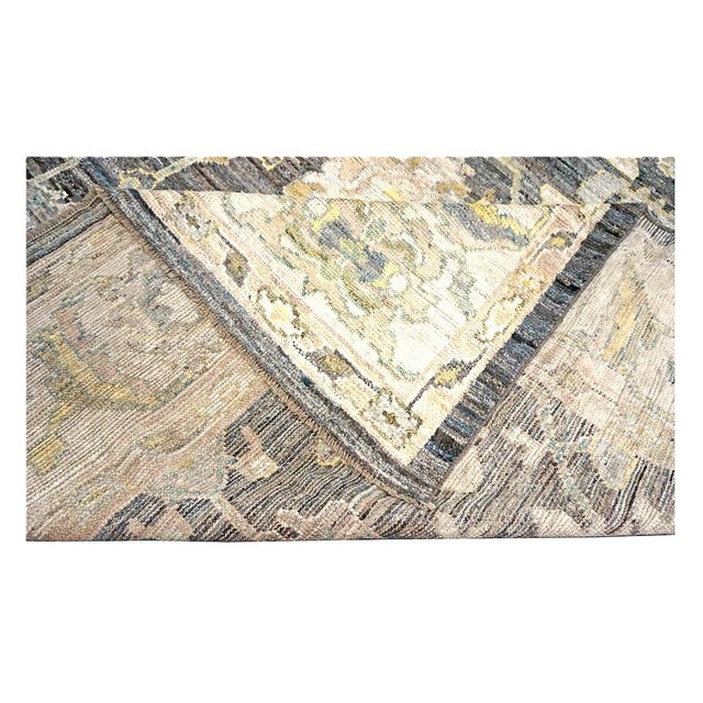 21st Century Turkish Oushak Wool 9x14 Charcoal, Ivory & Yellow Handmade Area Rug #1144102 For Sale - Image 10 of 11