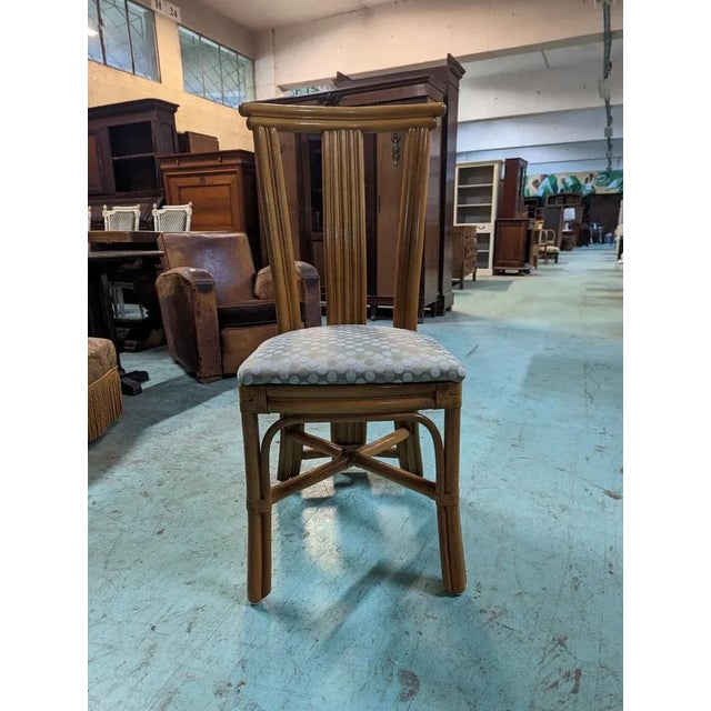 Dining Table & Chairs in Rattan and Oak Veneer, 1980s, Set of 5, in Very Good conditions.