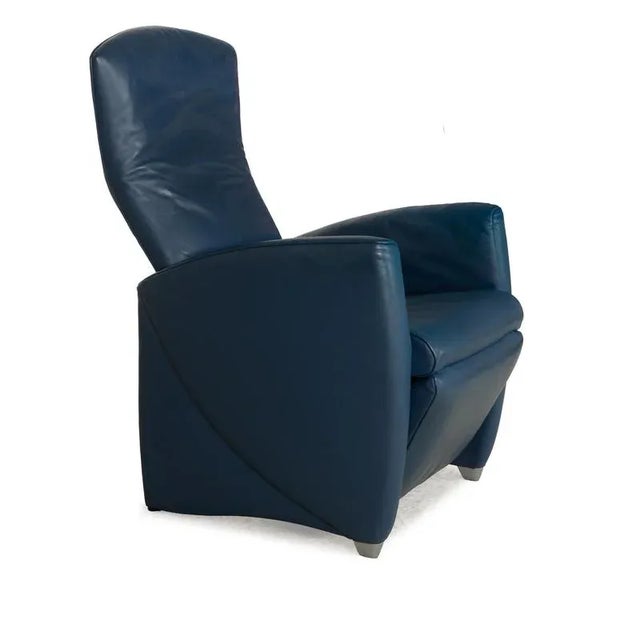 Modern Jori JR 3290 Leather Armchair in Blue For Sale - Image 3 of 13