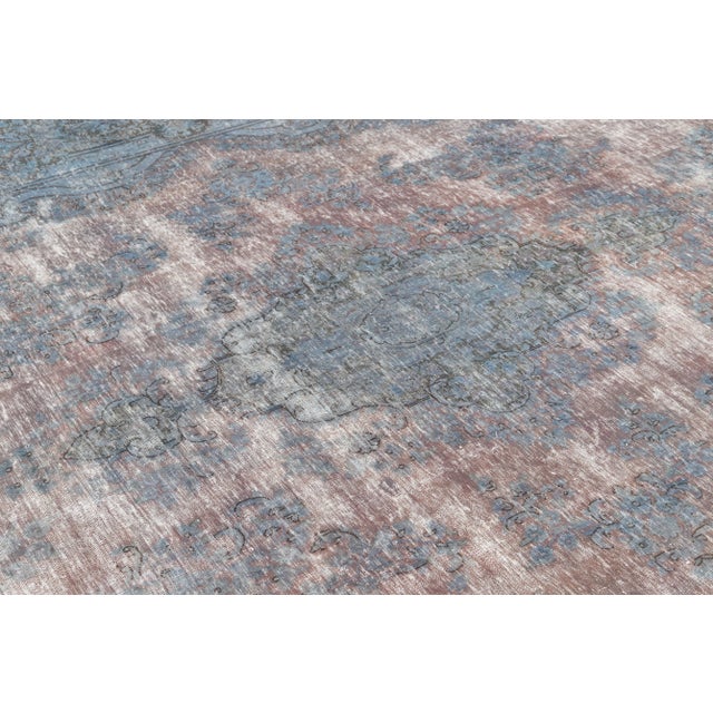 Blue 1960s Vintage Persian Distressed Handmade Medallion Blue Wool Rug For Sale - Image 8 of 10