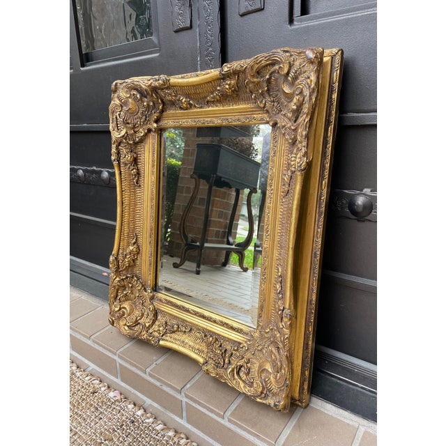 1950s English Victorian Revival Gold Gesso Beveled Mirror Chairish