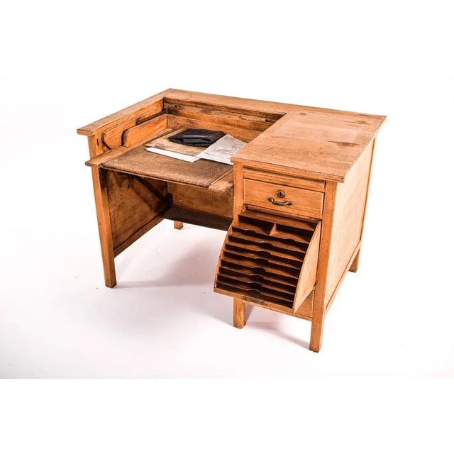 Mid-Century Modern Mid-Century Portuguese Oak Desk from Olaio, 1950s For Sale - Image 3 of 10