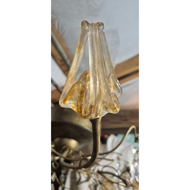 Art Nouveau Et2 Flora 8-Light Flush Mount in Brushed Bronze E22048-20 For Sale - Image 3 of 5