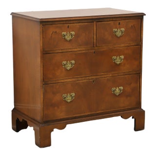Antique 1880's French Banded Burl Walnut Chippendale Two-Over-Two Drawer Bachelor Chest For Sale