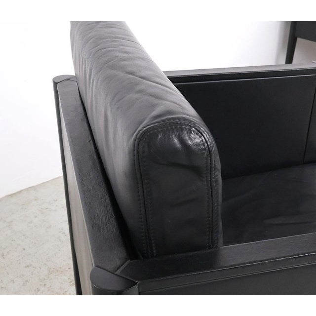 Arco Cubist Black Leather Chairs, 1980s, Set of 4 For Sale - Image 12 of 14