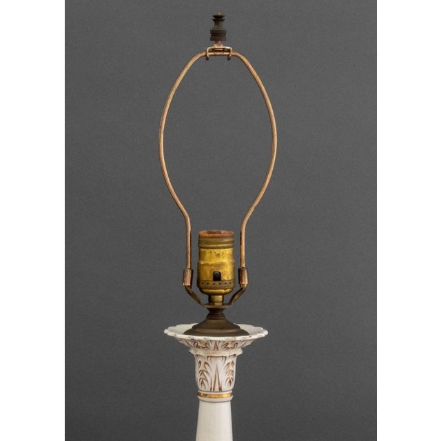 Italian Italian Porcelain Columnar Swan Lamps, Pair For Sale - Image 3 of 5