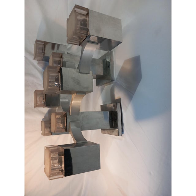 Italian Ceiling Light in Cubic Chrome Metal and Acrylic Glass by Gaetano Sciolari, 1970s For Sale - Image 13 of 16