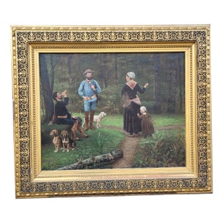 F Brillaud, Hunting Scenes, 19th Century, Oil Paintings on Canvas, Set of 2 For Sale