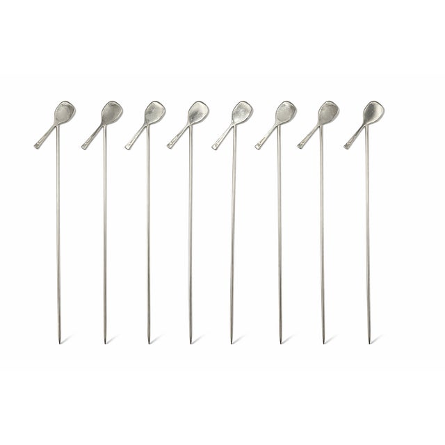 Vintage Sterling Silver Tennis Racket Cocktail Picks - Set of 8 For Sale In Washington DC - Image 6 of 10