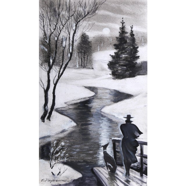 By the Stream, Erik Freyman Watercolor With Pastels on Paper, Signed in Pen For Sale - Image 4 of 4