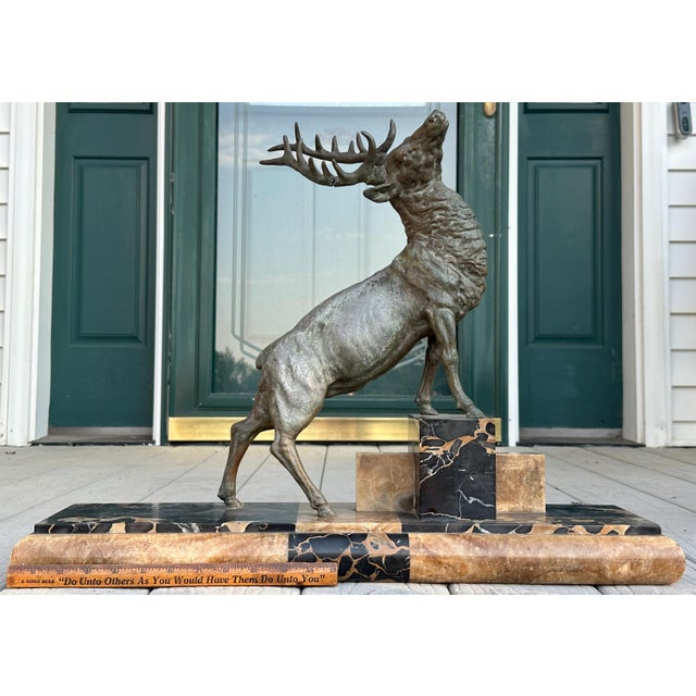 Antique French Bronze Elk Sculpture: "Wounded Deer" by George Omerth For Sale - Image 9 of 10