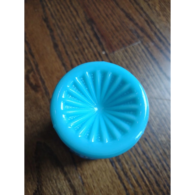 French 1930s Portieux Vallerysthal French Blue Opaline Glass Vase For Sale - Image 3 of 3