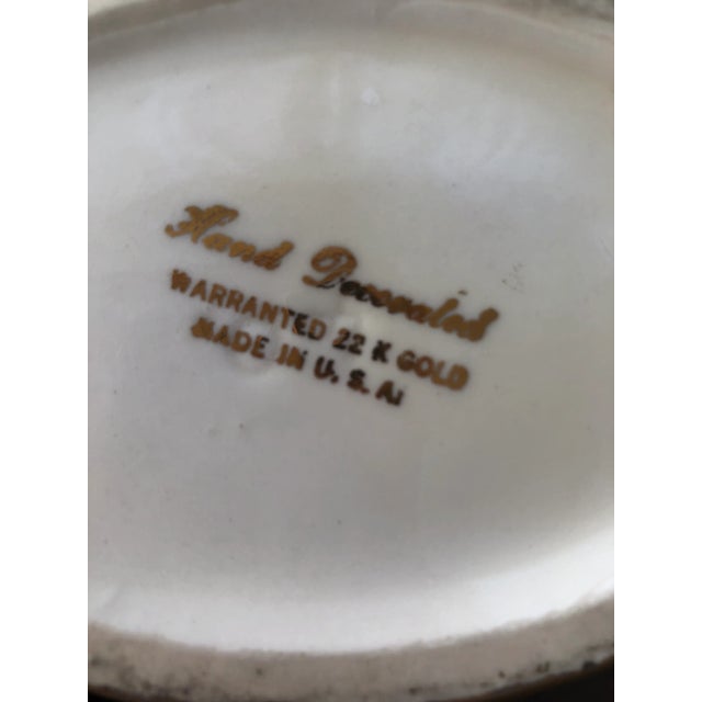 Mid 20th Century Vintage Hand Decorated Warranted 22k Gold Vases/Urns - a Pair For Sale - Image 5 of 7