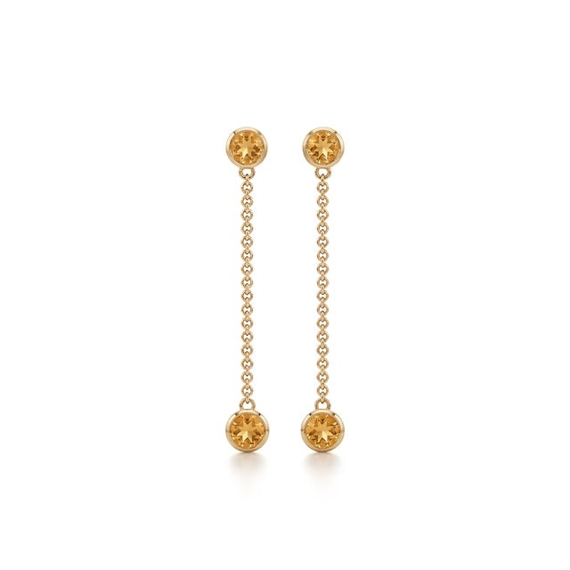 Dainty Chain Drop Citrine Earrings - November Birthstone Jewelry - A Pair For Sale - Image 4 of 5