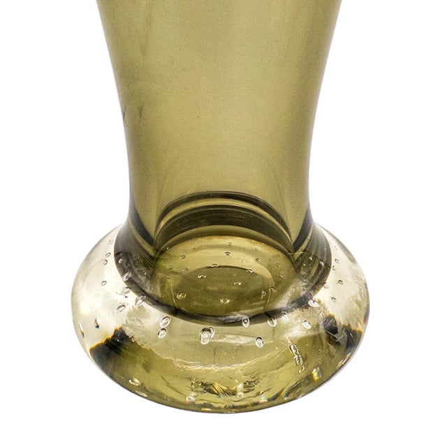 Mid 20th Century Vintage Mid-Century Modern Murano Tall Smokey Vase With Controlled Bubble Base For Sale - Image 5 of 8