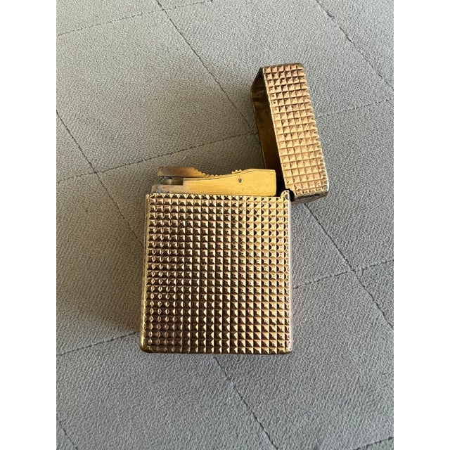 Late 20th Century Vintage Gold-Plated Diamond Head Pocket Gas Lighter By S. T. Dupont, Paris For Sale - Image 5 of 18