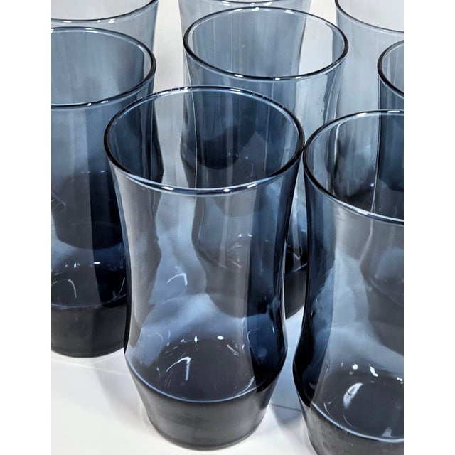 Glass Smoky Blue Scandinavian Tumblers- Set of Six For Sale - Image 7 of 10
