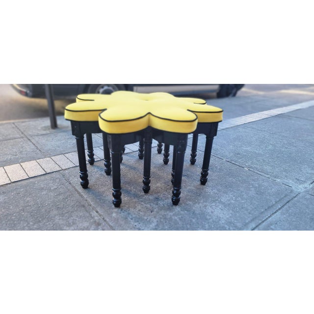 Wood 1960s Vintage Big Yellow Star Ottoman For Sale - Image 7 of 8