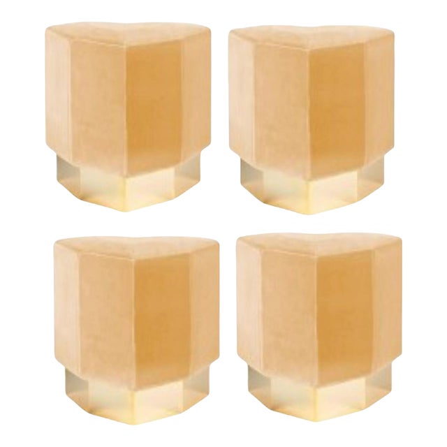 Mustard Queen Heart Stools by Royal Stranger, Set of 4 For Sale