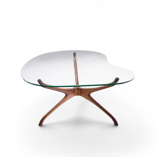 Wood Vladimir Kagan for Dreyfuss Mid Century Walnut Tri-Symmetric Coffee Table For Sale - Image 7 of 8