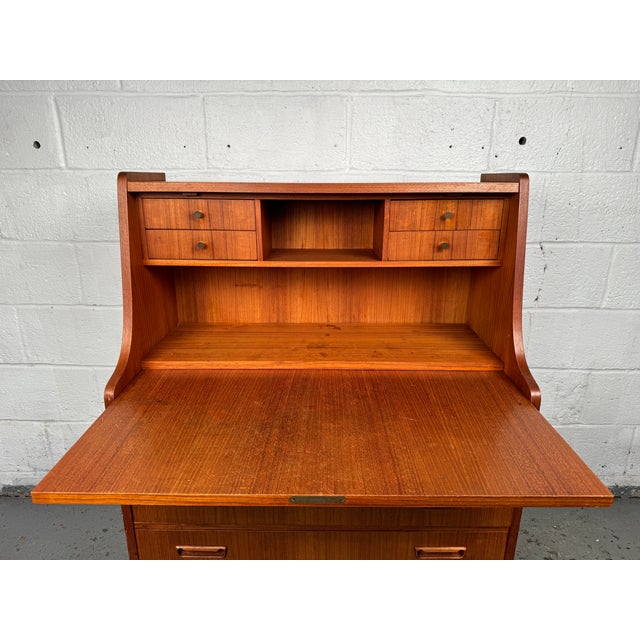 Brown Maurice Villency Danish Teak Drop Down Desk For Sale - Image 8 of 12