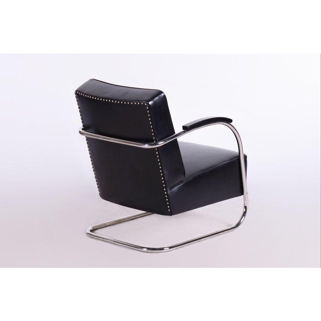 1930s Bauhaus Lounge Chair in Leather from Mücke Melder, Czechia, 1930s For Sale - Image 5 of 12