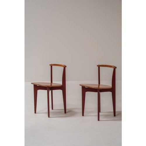 Elegant pair of chairs designed by Yngve Ekström in Finland, dating from around 1950. These chairs beautifully reflect the...