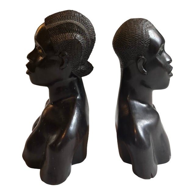 Early 20th Century African Busts, Male and Female For Sale