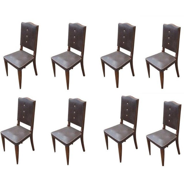 Mid 20th Century Set of 8 Vintage Italian High Back Dining Chairs For Sale - Image 5 of 5