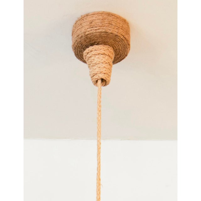 Rope Wrapped Jute Globe Hanging Light Fixture 24” For Sale - Image 4 of 5