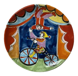 1990s La Musa “Carnevale” Acrobat Series Plate for Saks Fifth Avenue