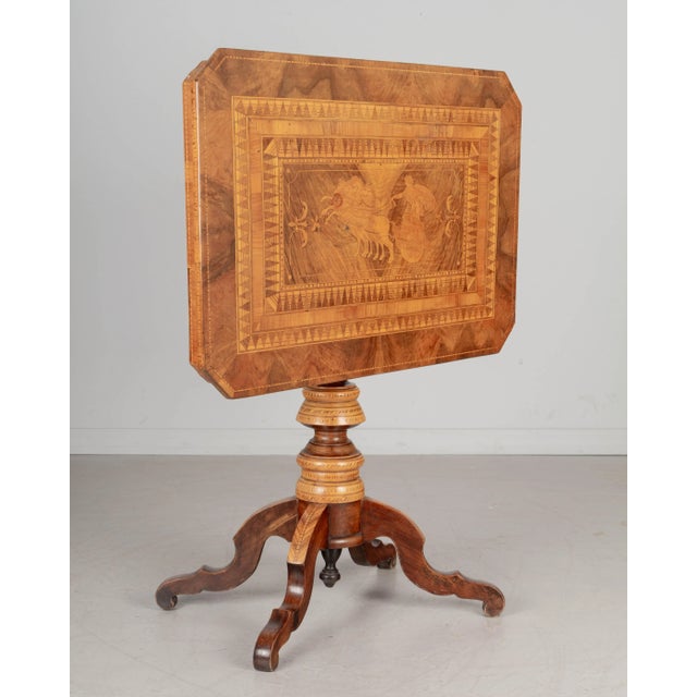 19th Century 19th Century Italian Marquetry Tilt-Top Center Table For Sale - Image 5 of 9
