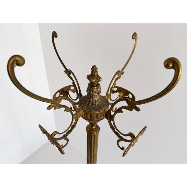 Vintage Italian Brass Coat Rack with Onyx Marble Centrepiece, 1960s For Sale - Image 15 of 18