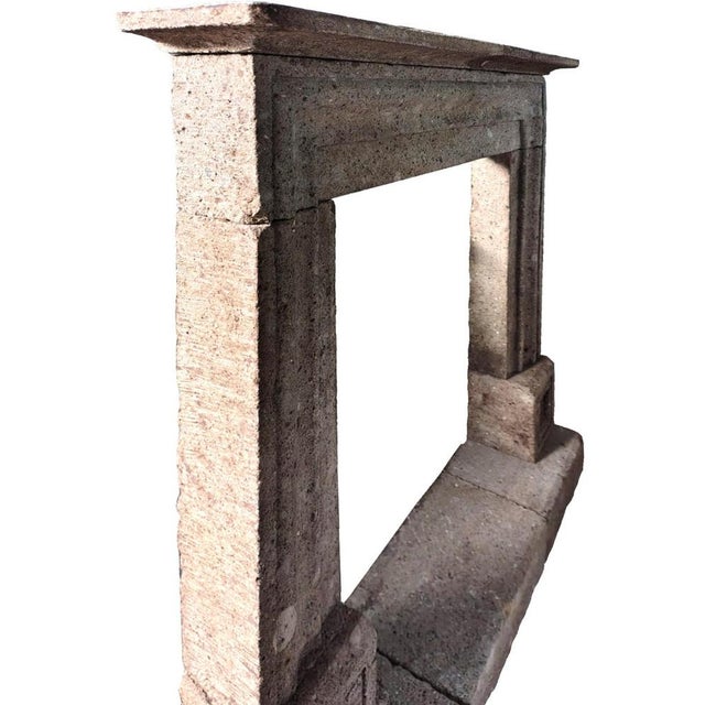 Salvatore-rosa peperino fireplace early 20th century old used fireplace. Small, late-1900s fireplace with a coffered frame...