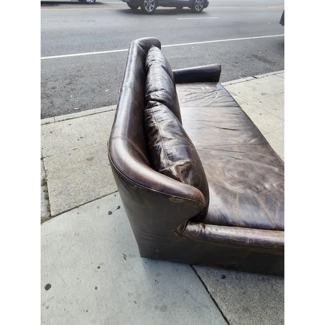 Vintage Restoration Hardware Leather Sofa For Sale - Image 10 of 12