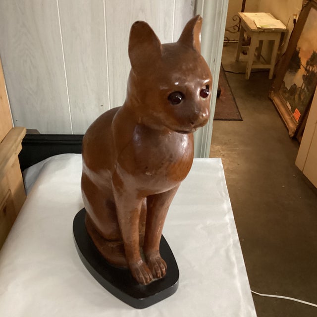Wood Mid 20th Century Hand Carved Wood Cat From Italy For Sale - Image 7 of 10