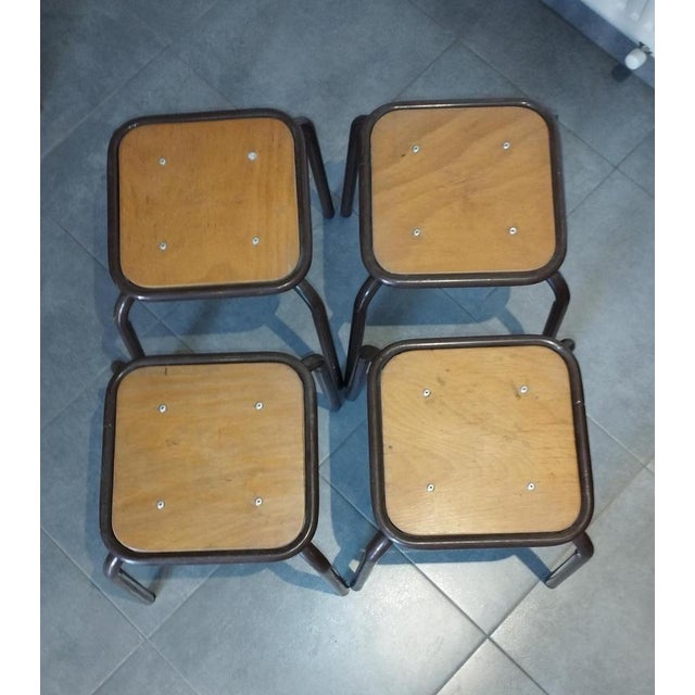 Vintage Industrial Stackable Bar Stools from Mullca, France, 1950s, Set of 4 For Sale - Image 12 of 18