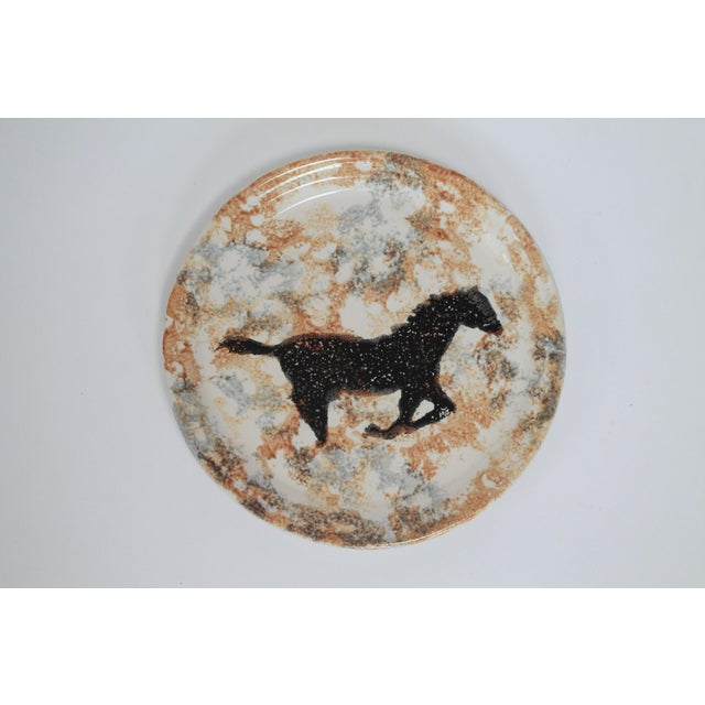 Early 21st Century Vintage Equestrian Studio Art Pottery Plates S/3 For Sale - Image 5 of 9