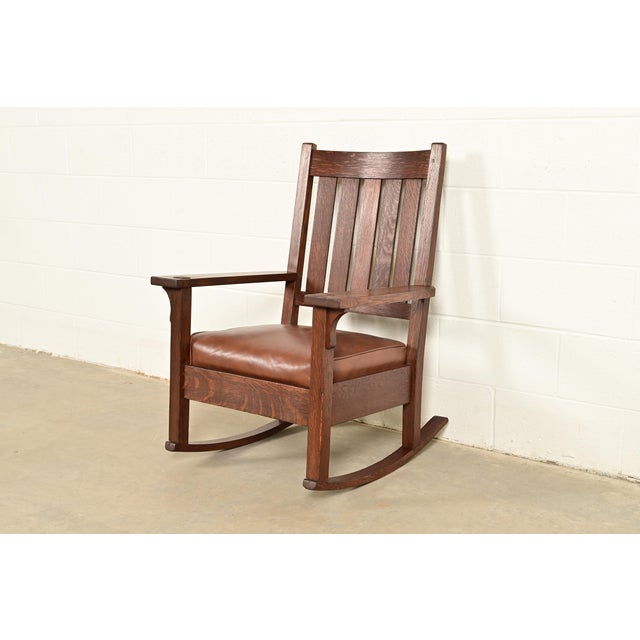 Gustav Stickley Antique Mission Oak Arts & Crafts Rocking Chair, Circa 1910 For Sale - Image 13 of 13
