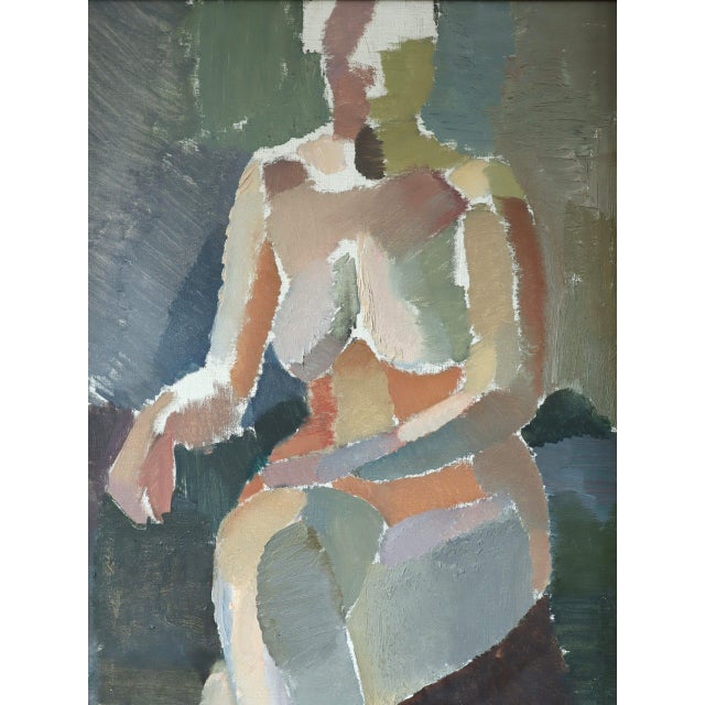 Textile 1955 Mid-Century Modern 'A Moment Between Thoughts' Swedish Abstract Figurative Oil Painting, Framed For Sale - Image 7 of 10