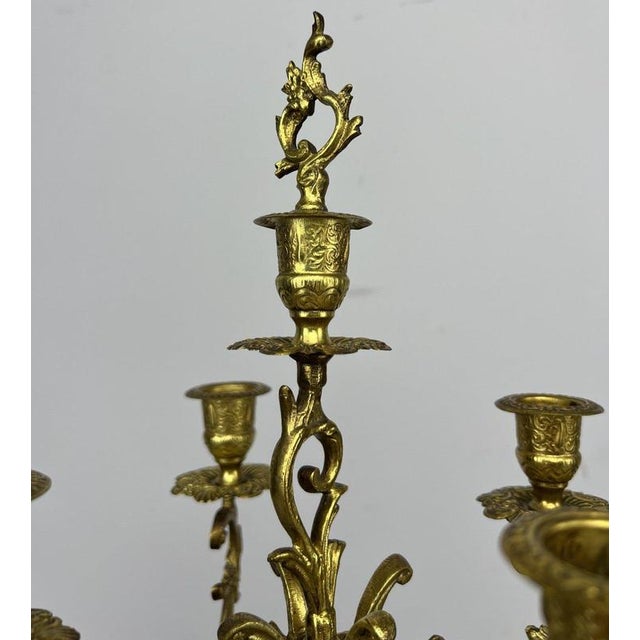 Vintage French Candleholders in Brass, Set of 2 For Sale - Image 4 of 12