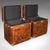 This is a pair of late vintage campaign luggage cases. An English, leather and brass bedside nightstand, or occasional...