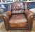1990s Perfectly Worn Leather & Studded Chair and Matching Ottoman For Sale - Image 5 of 8