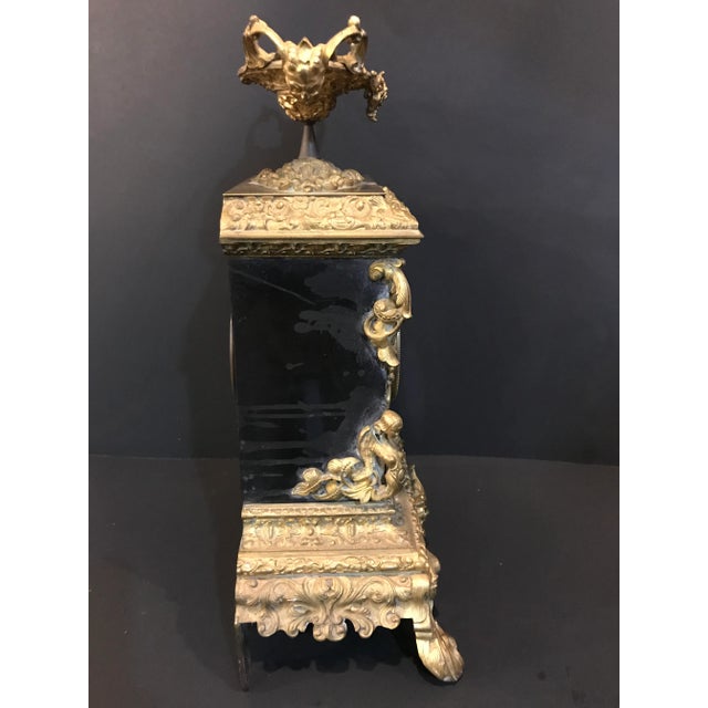 Late 1800's French Marble & Guilt Bronze Ormolu Mantle Clock For Sale - Image 4 of 10