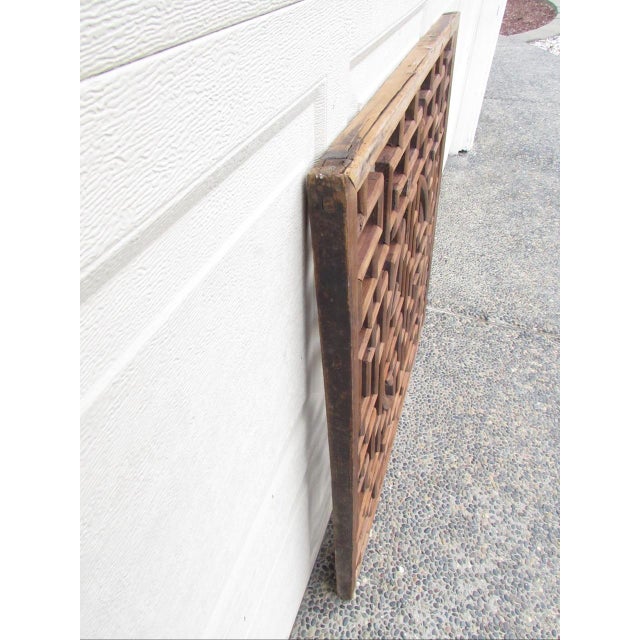 1930s Chinese Geometric Wood Carved Wall Panel For Sale - Image 5 of 10